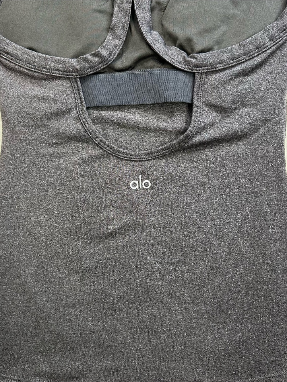 ALO Yoga Charcoal Black Racerback Tank with Built-In Bra - XXS - Picture 4 of 8